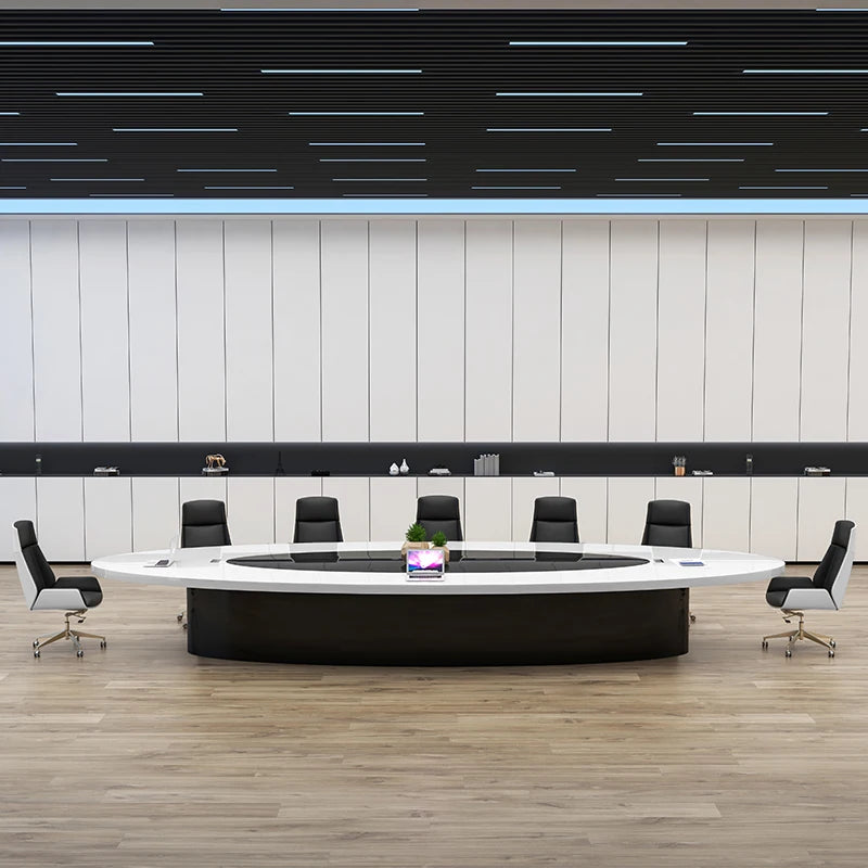 Oval painted conference table—modern design for office negotiations