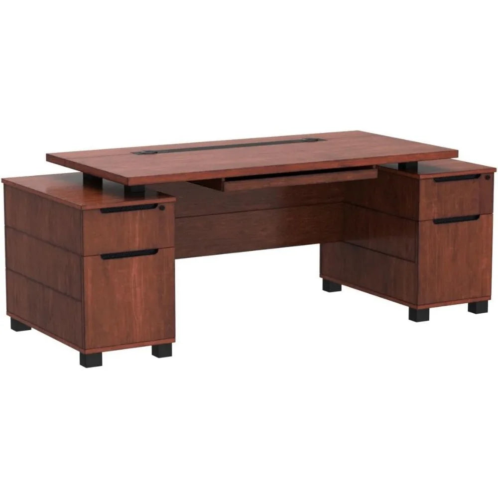 Modern Executive Desk 79" with Filing Cabinets ,Writing Desk with Storage Cabinet for Home Office,Living Room