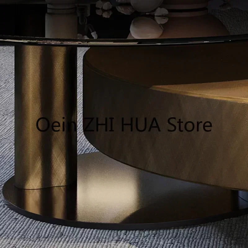 Round Simplicity Coffee Tables Hotel Living Room Design Modern Glass Coffee Tables Tea Luxury Mesa Posta Nordic Furniture QF50CT