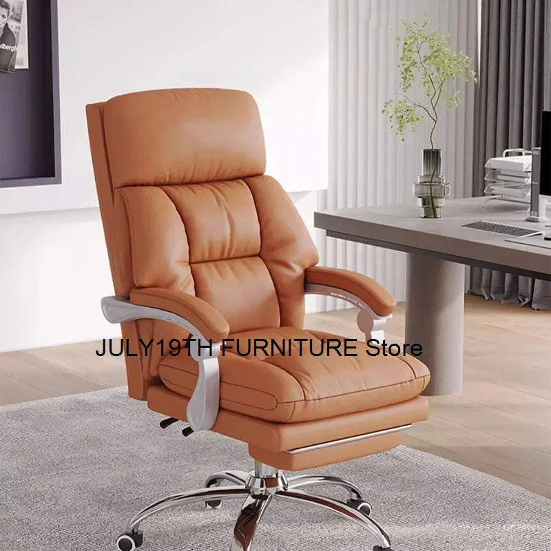 Ergonomic Office Chair with Sliding Pillow Cover, Luxury Cushions, Armrests, and Backrests.