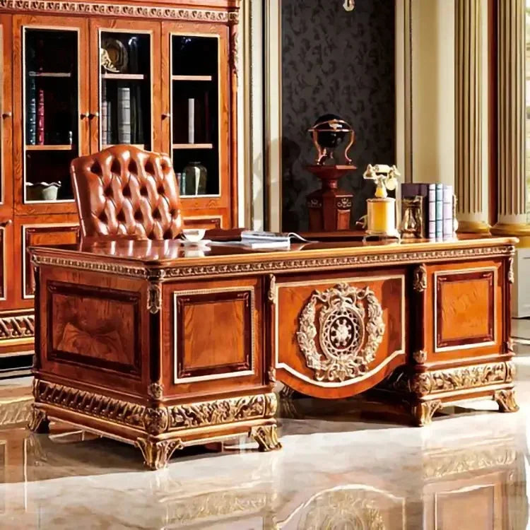 Solid Wood Executive Office Desk and Chair