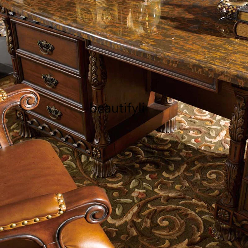 European-Style Marble Executive Desk