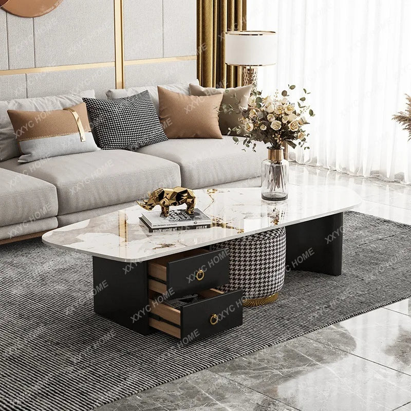 Light luxury coffee table with a unique stone plate design