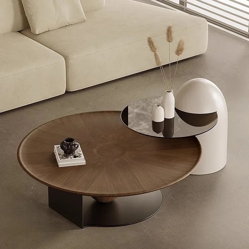 Modern Round Coffee Table – Unique White Wood Design in Italian Luxury Style