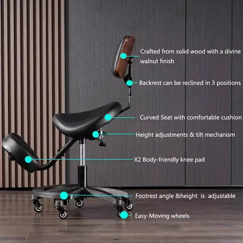 Ergonomic Saddle Office Chair with Adjustable Posture & Wheels