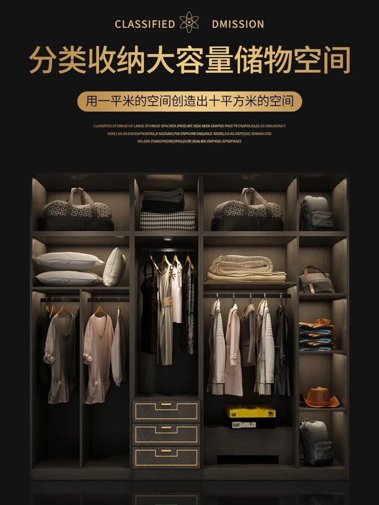 High-Quality Nordic Wardrobe – Luxury Flat Doors, Assembly Required, Economic Family Storage