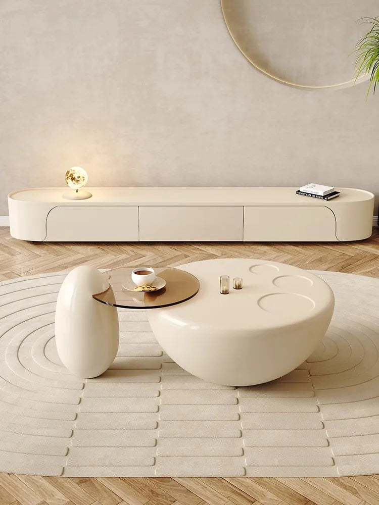 Cream White Round Coffee Table