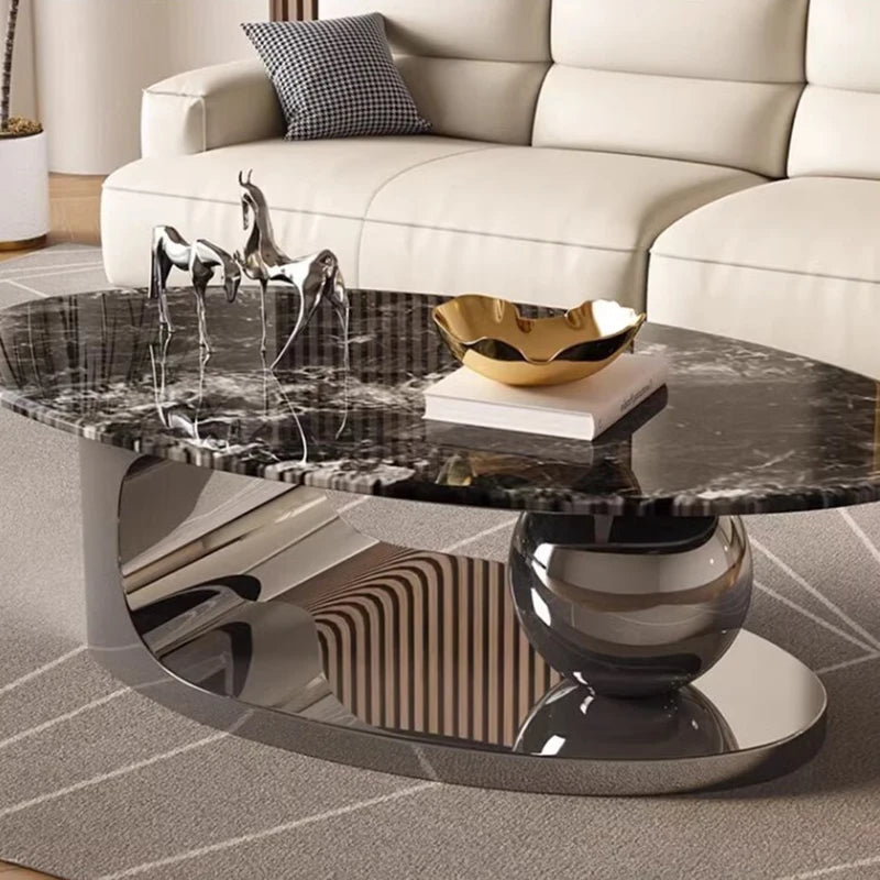 Slab Rock Small Coffee Table – Luxury Black Nordic Design for Living Room