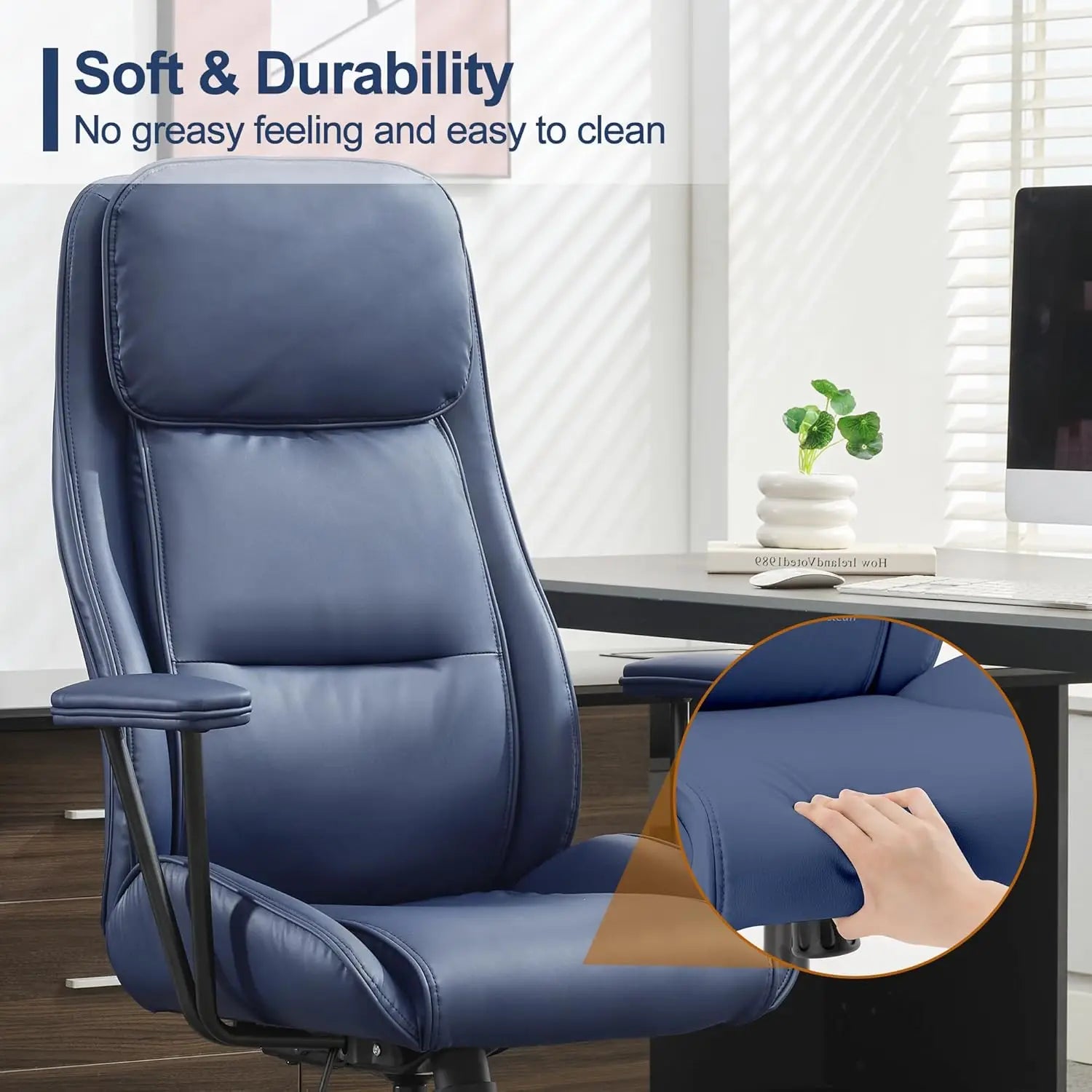 Executive Chair Mid Office Modern Chair,55° Reclining High Back Desk Chair with Wheels,Conference Room Chairs,Brown