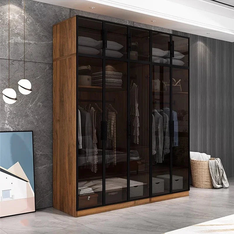 Minimalist Bedroom Organizer – Nordic Wardrobe with Storage Cubes, Mirror Cabinets, and Modern Design