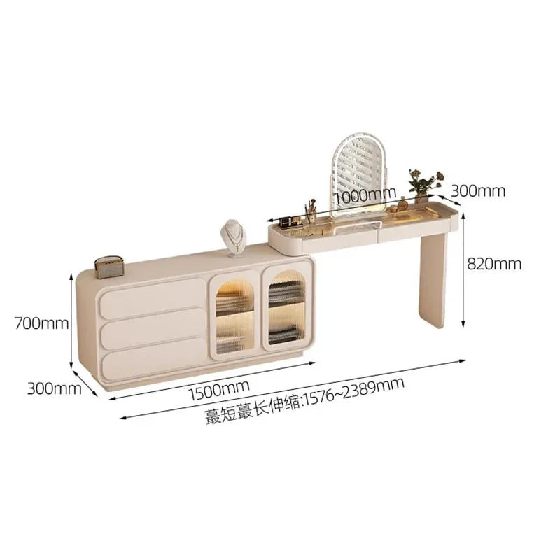 Luxury Nordic Dressing Table with Drawers – Multifunctional Makeup Station