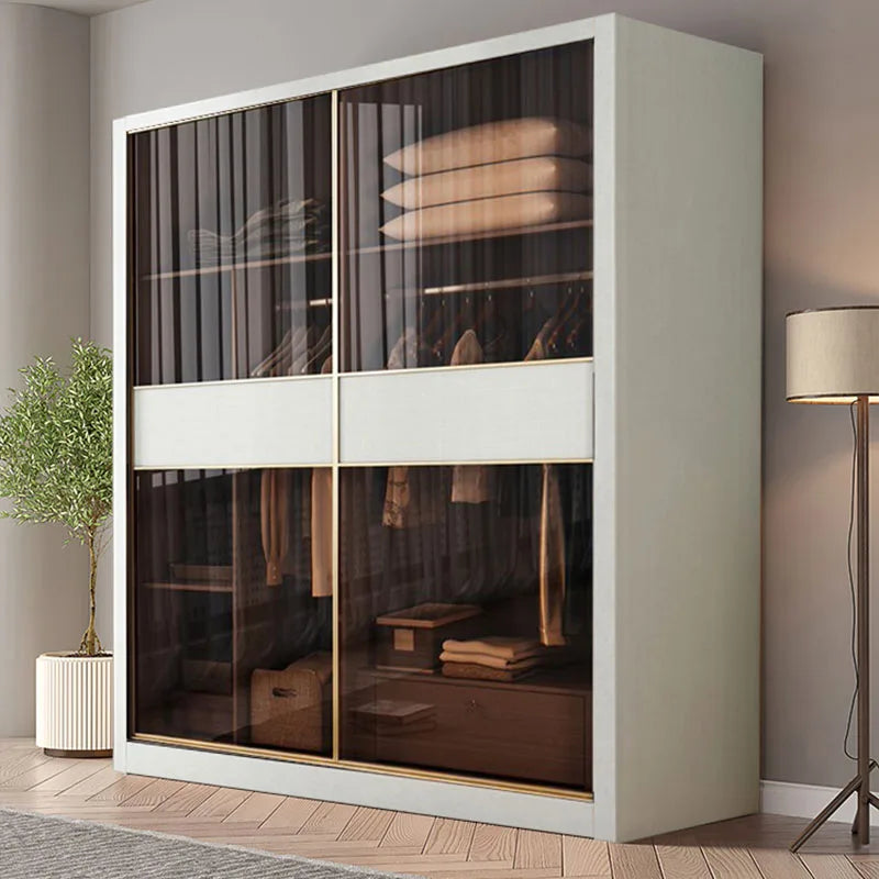 Compact Wooden Armored Closet – Simple Bedroom Wardrobe with Chest Drawers for Storage.