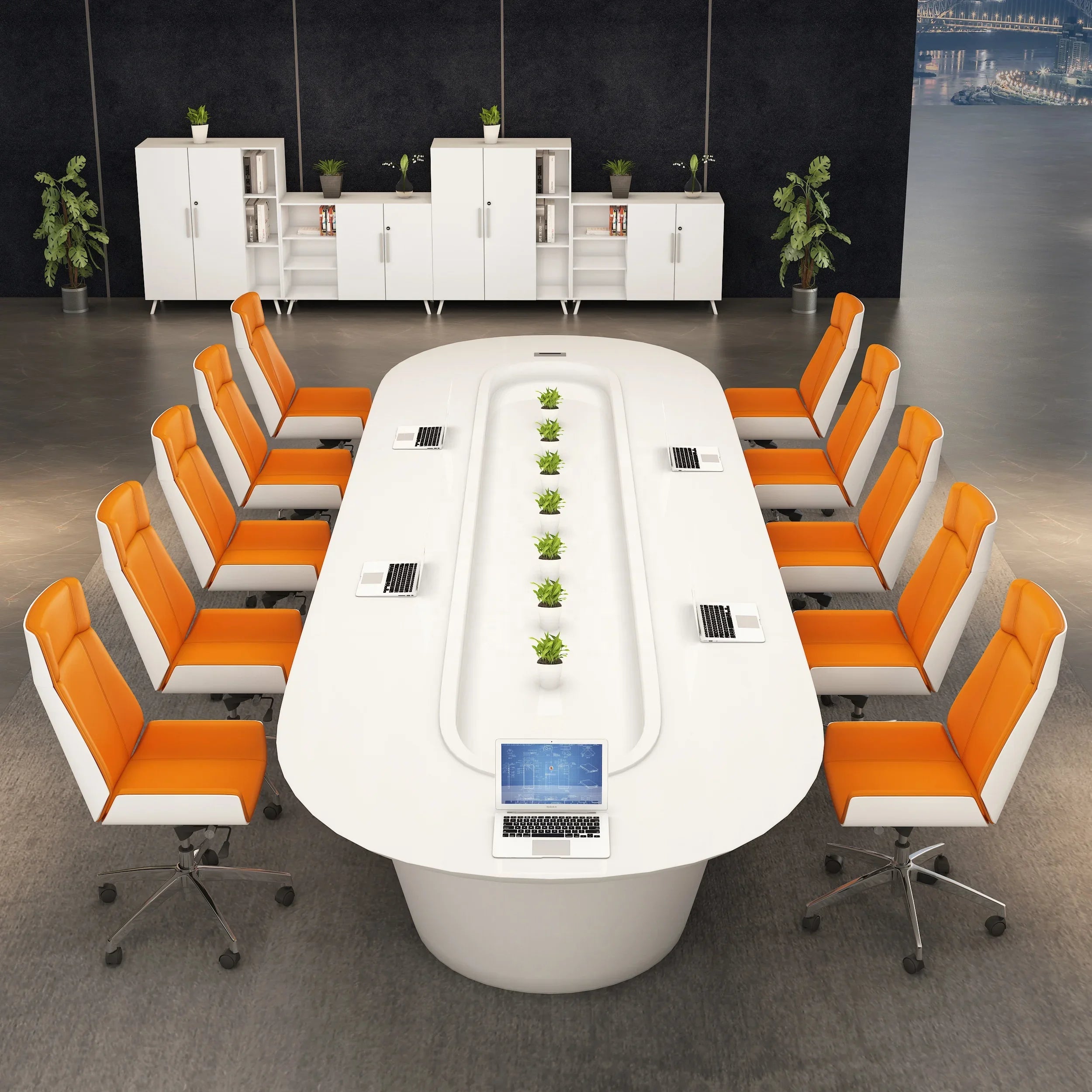 Affordable Modern Office Desk & Conference Chair Set