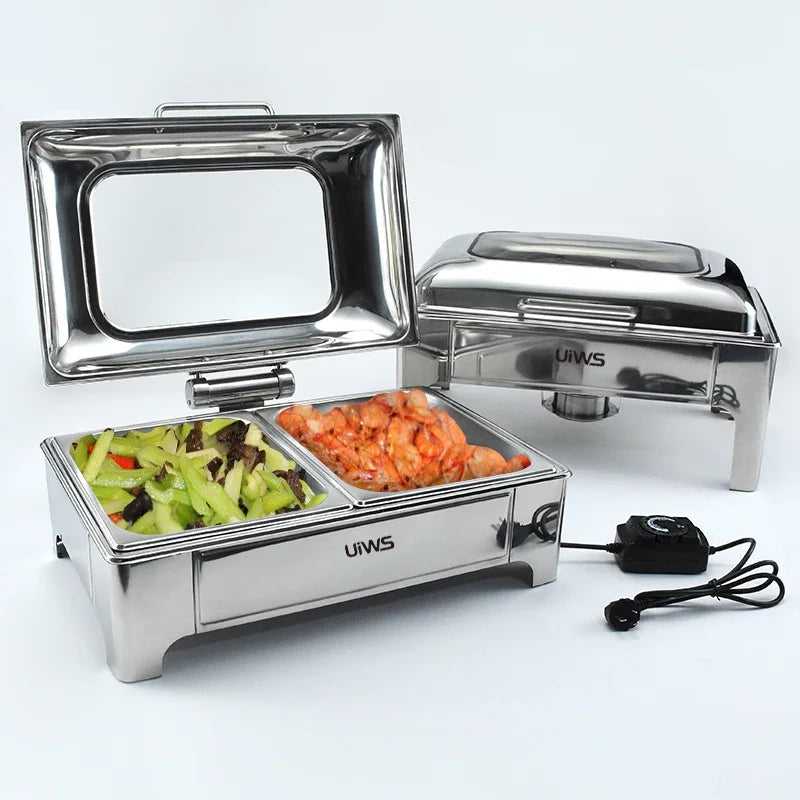 Hotel restaurant stainless steel electric food warmer 9L chafing dish buffet set