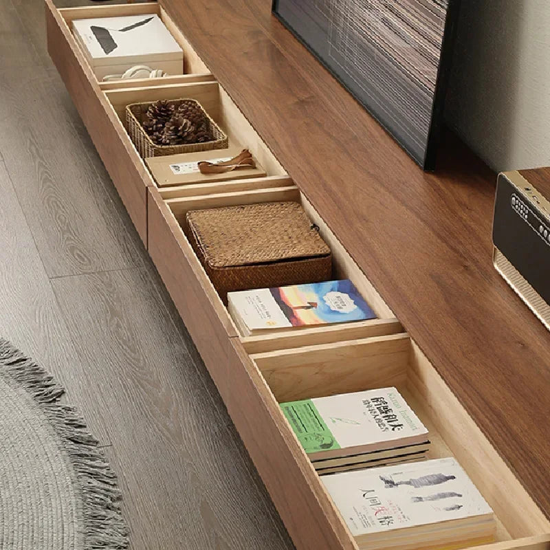 Modern TV Storage Console – Luxury Floating Shelves and Suspended Cabinet