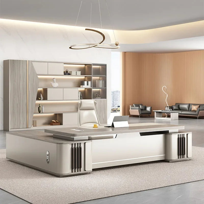 L Shaped Writing Office Desk Supplies Luxury European Drawers Computer Desks Floor White Escritorios De Ordenador Furnitures