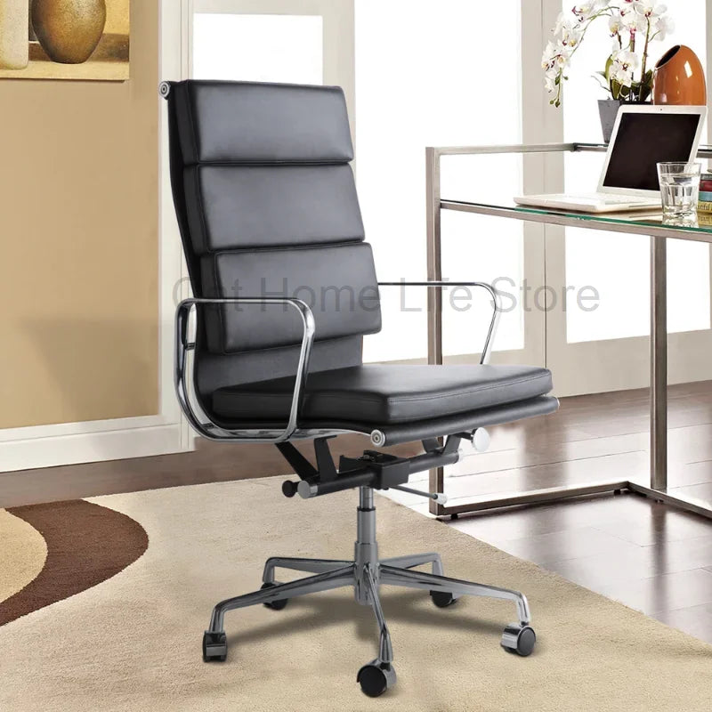 Leather office chair with high/low back