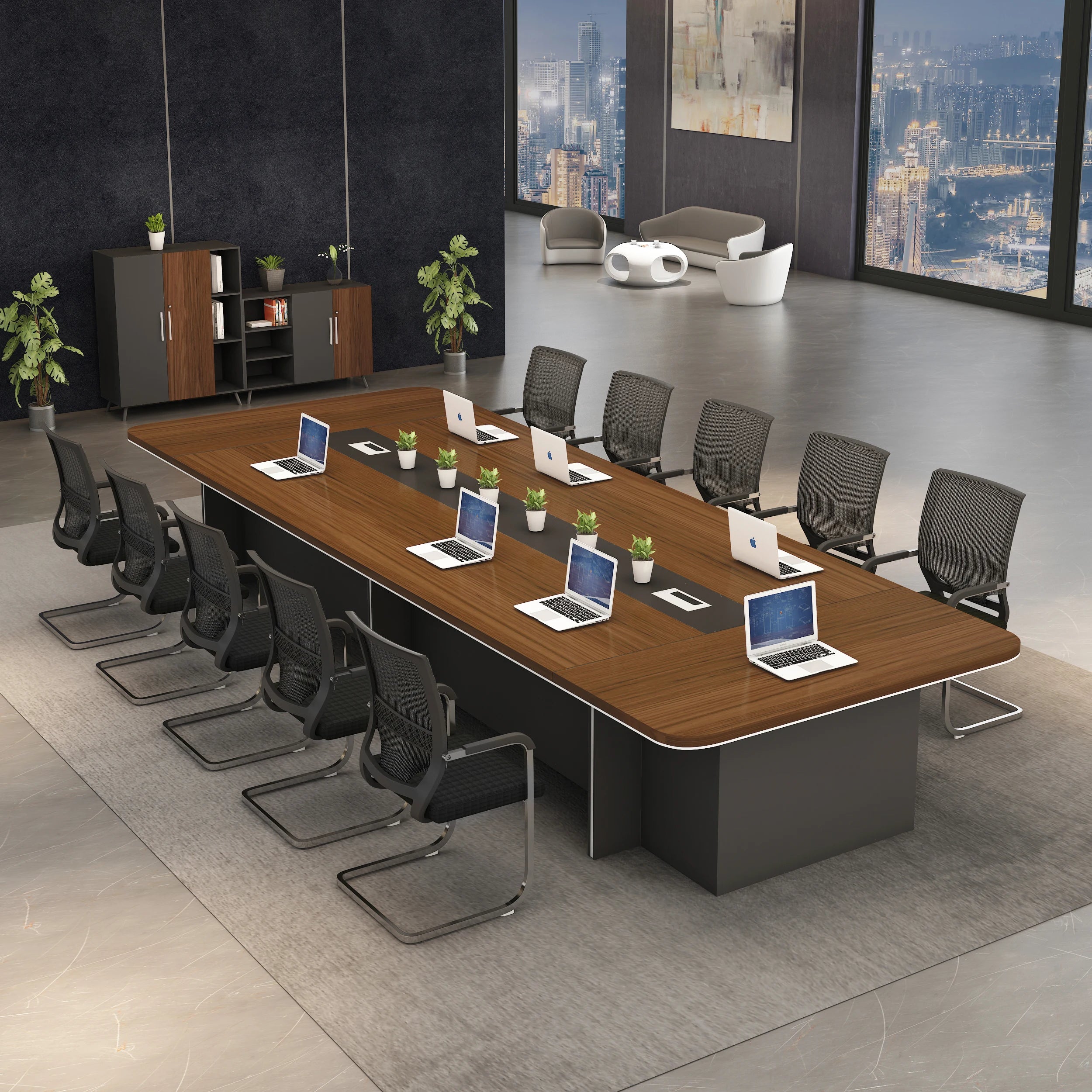 Executive Wood Conference Table & Chair Set