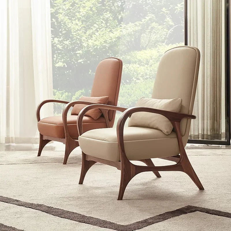 North American Black Walnut Solid Wood Living Room Couch Bedroom Leather Lounge Chair Recliner