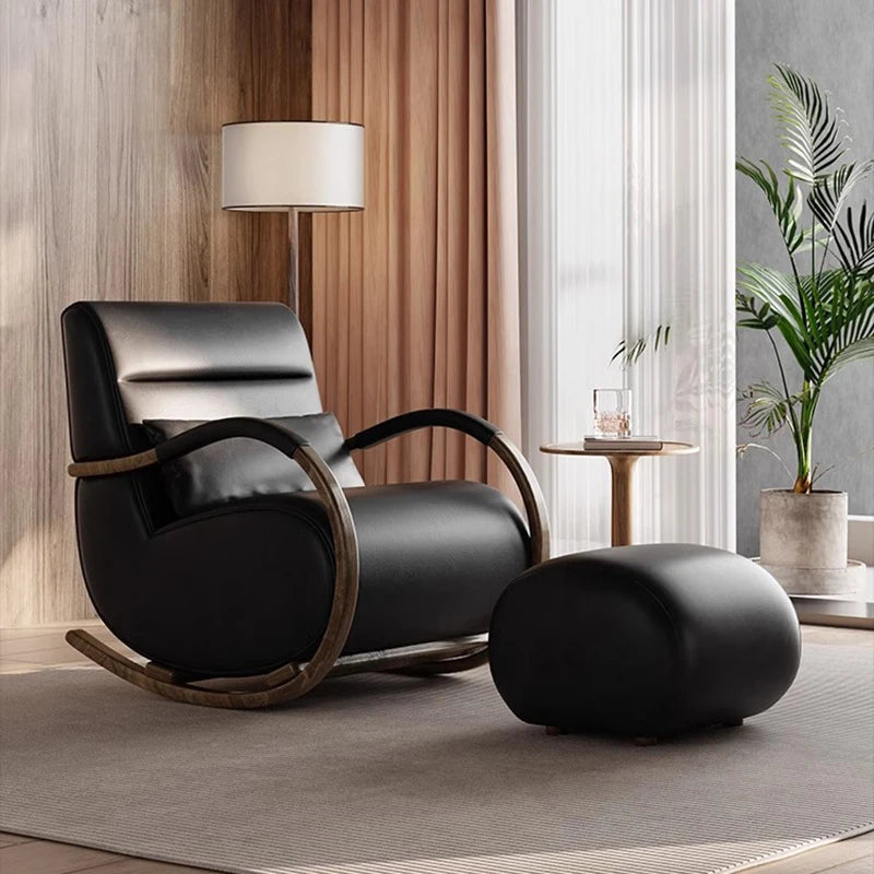 Nonslip Armrest Living Room Chairs Wood Simple Modern Recliner Rocking Chairs Nordic Lazy Ergonomic Sedie Da Soggiorno Furniture