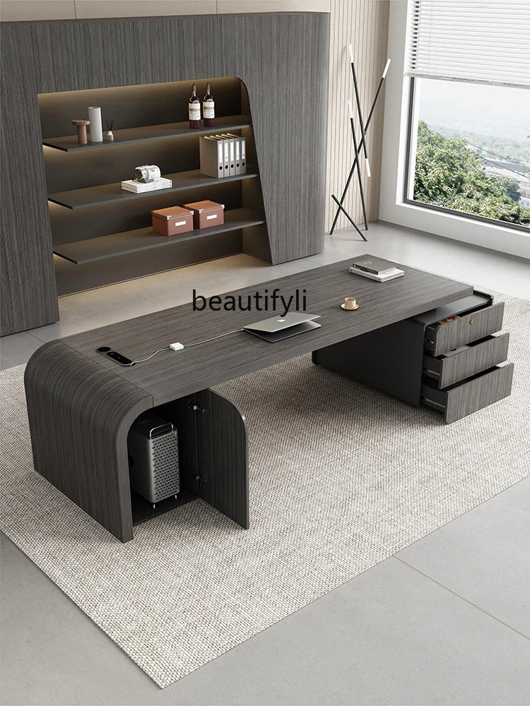 Boss Desk – Simple Modern High-End Single Manager Desk, Light Luxury President Desk for Office