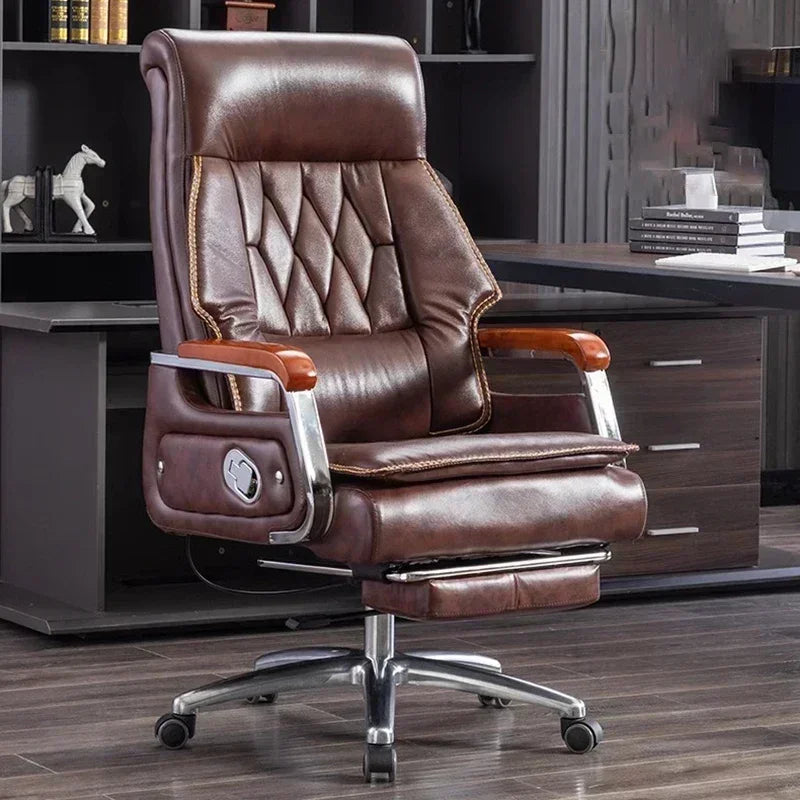 Ergonomic Executive Recliner Chair with Massage Cushion for Office Use.