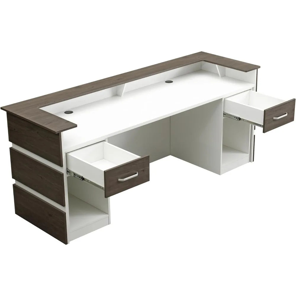 87" Wooden Reception Desk with Retractable Rails