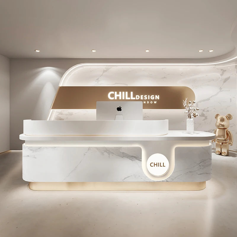 Modern Reception Counter and Aesthetic Decor for Hairdressing