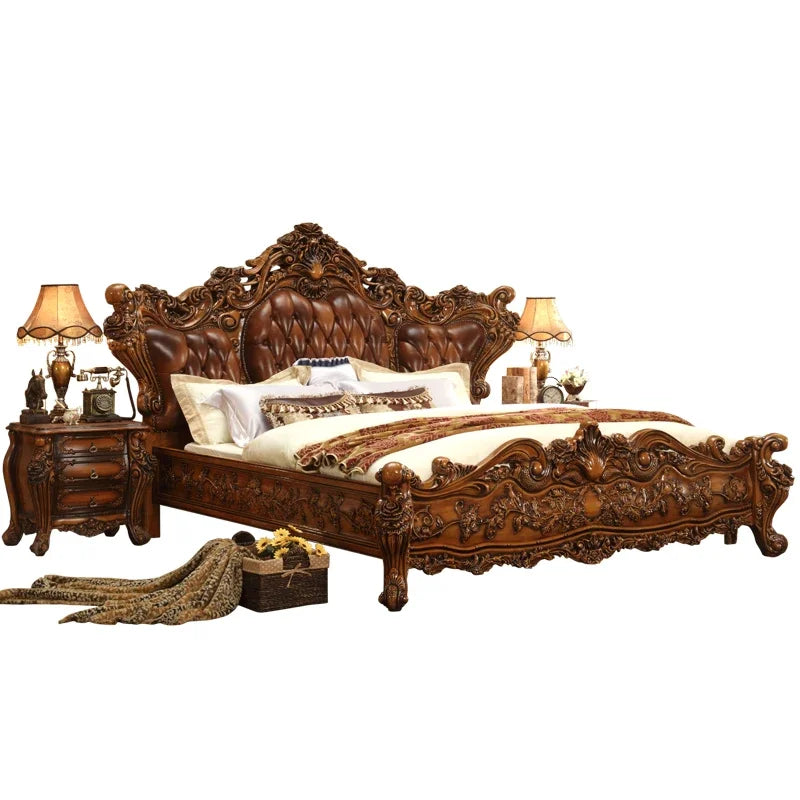 Leg Royal King Double Bed European High End Bedroom Frame Double Bed Kids Girl Sleeping Letti Matrimoniali Home Furniture