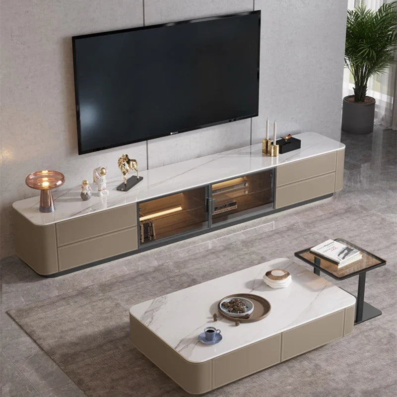 Entertainment Center: Nordic Furniture Display Cabinet for Living Room with TV Drawer and Pedestal Stand