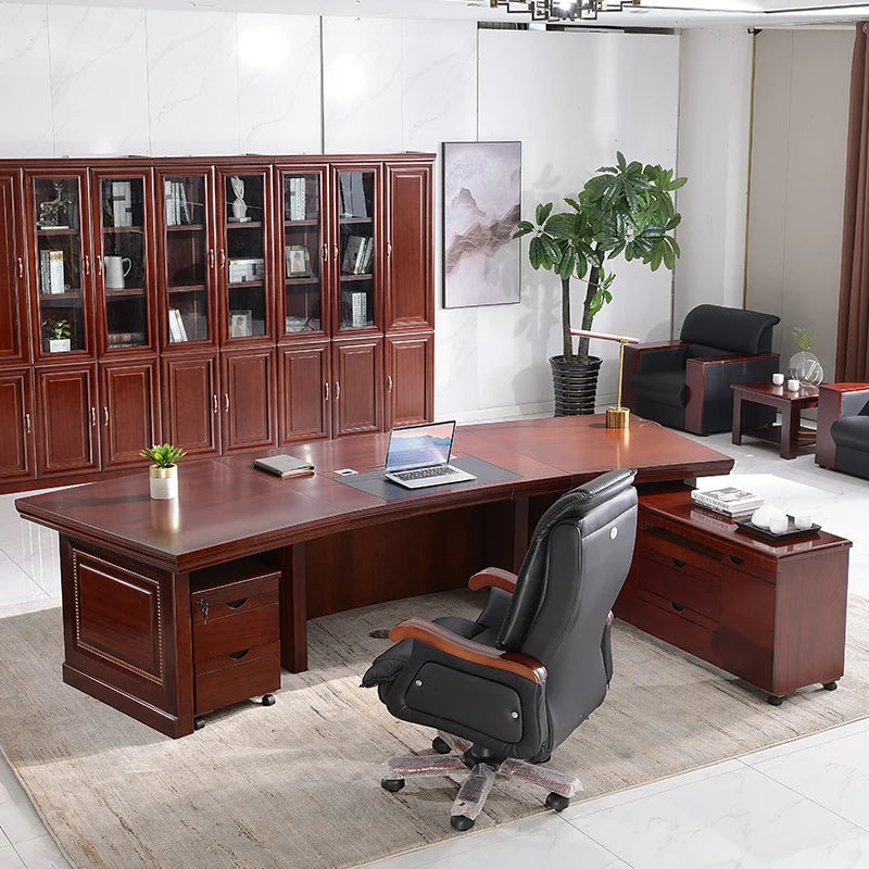 Luxury President Desk with Non-Slip Surface and Drawers
