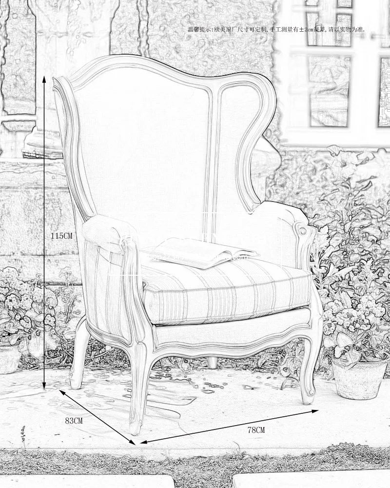 European French Solid Wood High-Back Chair