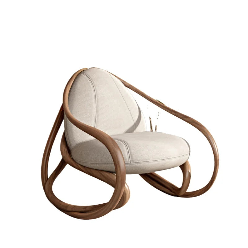 North American black walnut rocking chair living room new Chinese villa balcony home leisure recliner solid wood sofa