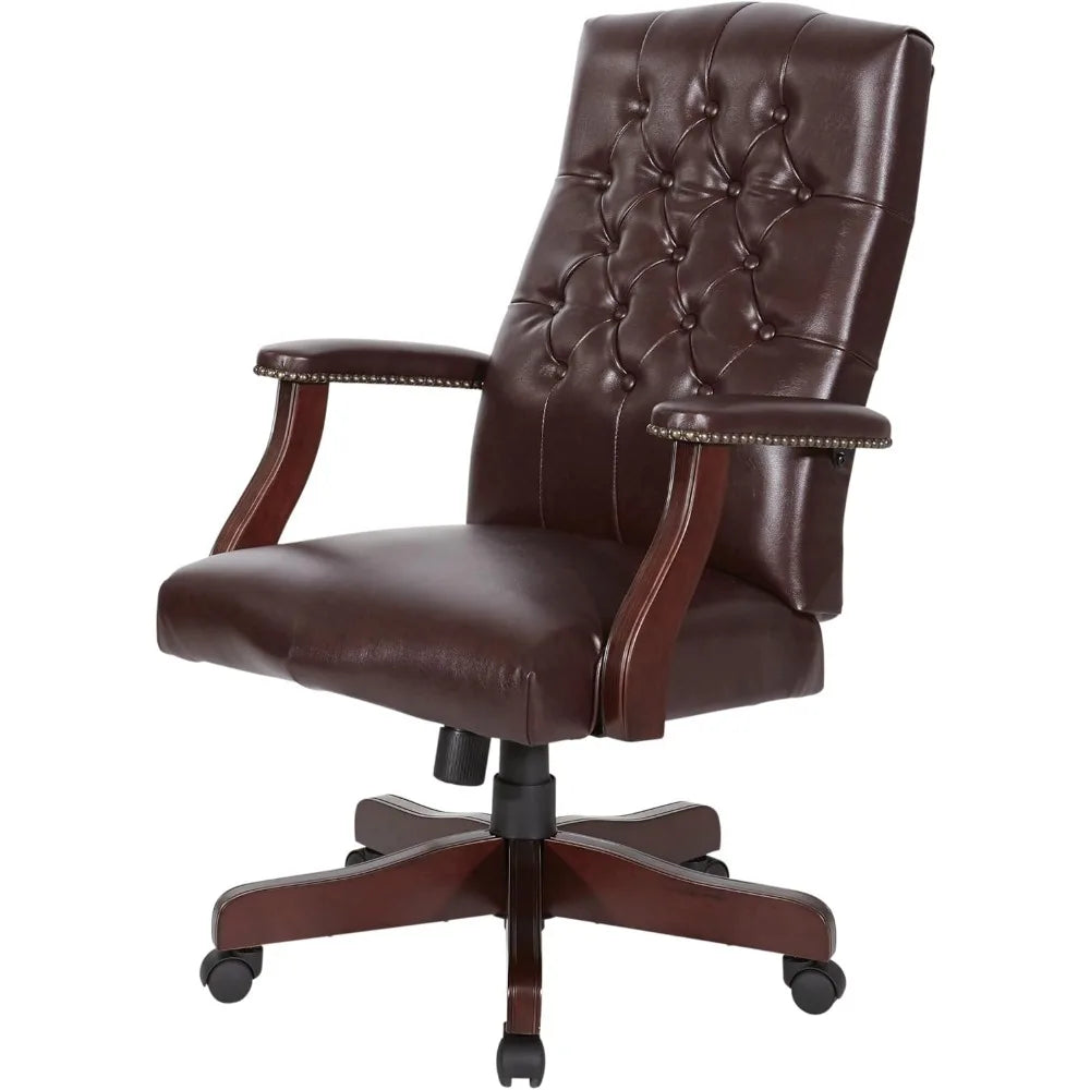 Office Chair, Traditional Tufted High Back with Upholstered Seat and Built-in Lumbar Support, Ergonomic, Executive Chair