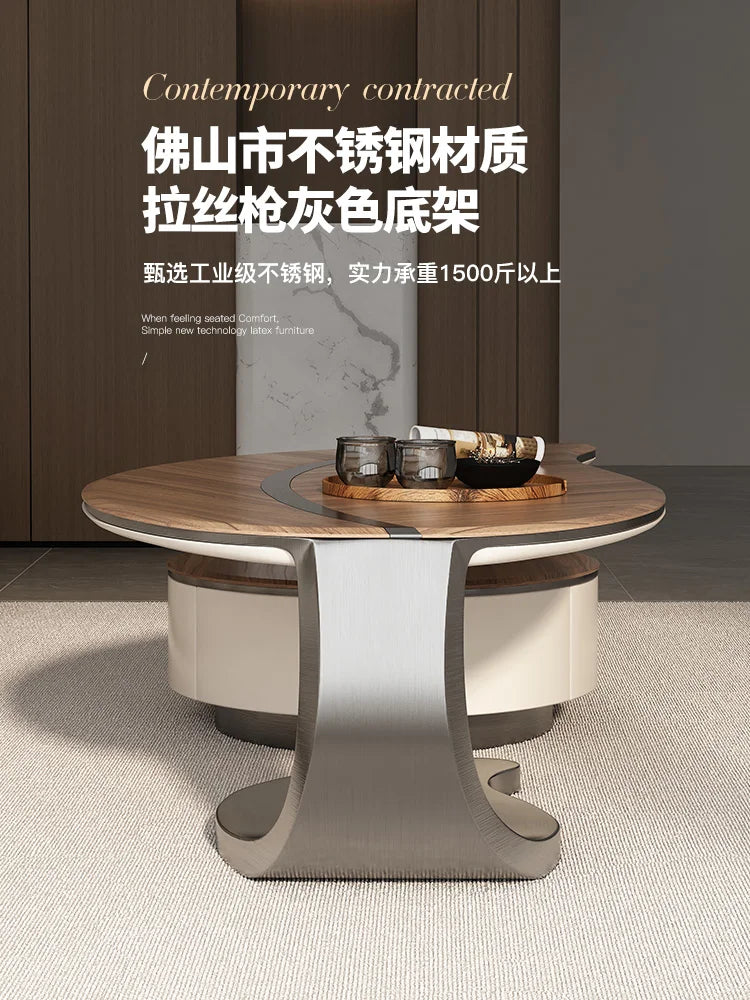 Light luxury minimalist modern designer solid wood rock panel creative special-shaped small apartment villa living room home cof