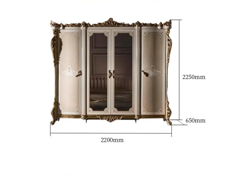 European-Style Carved Wood Wardrobe – Six Doors, French Villa Design, Custom Luxury Storage
