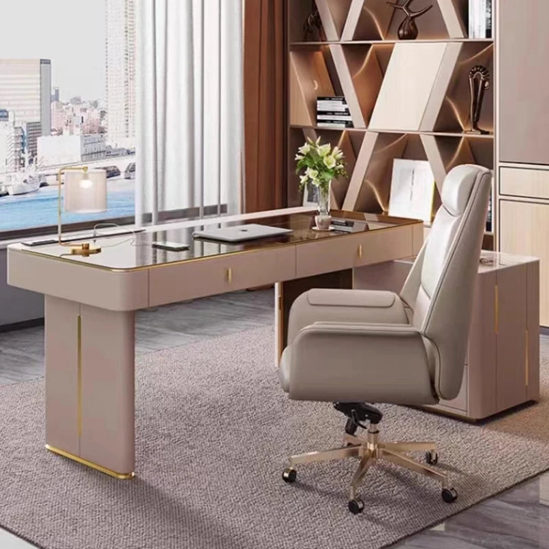 Modern Executive Desk: Multifunctional Office Table with Accessories.