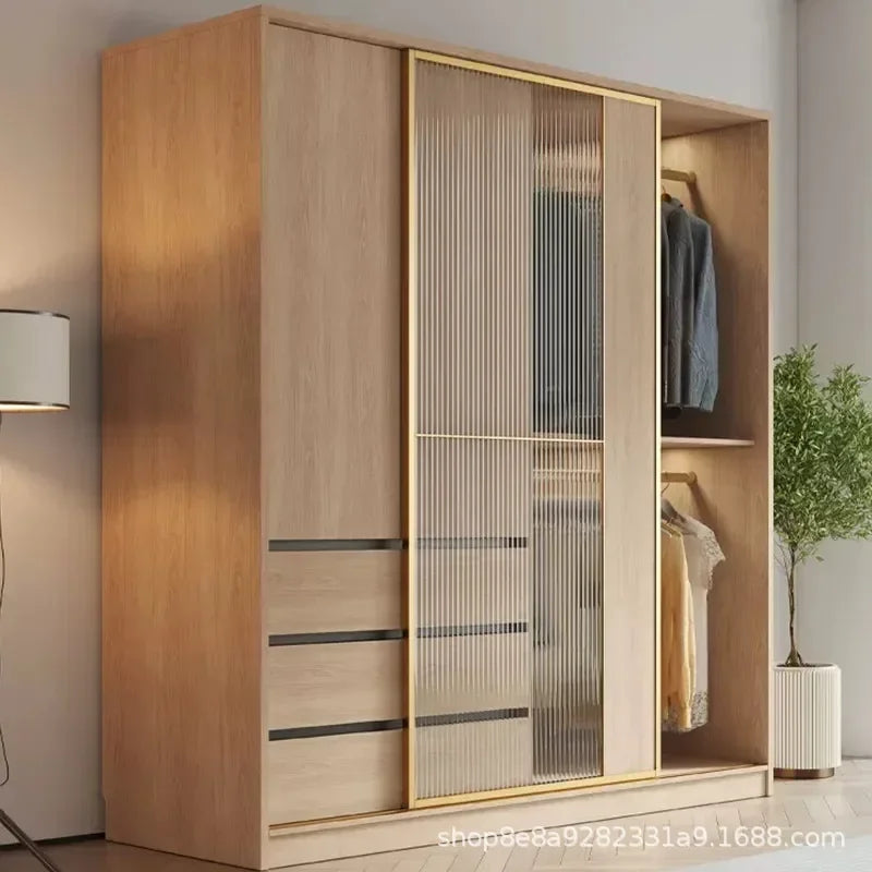 Simple Small Bedroom Wardrobe – Wooden and Folding, with Comfortable Closet, Plastic and Portable