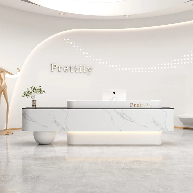 Executive Office Furniture—Professional Reception Desk and Administrator Stand