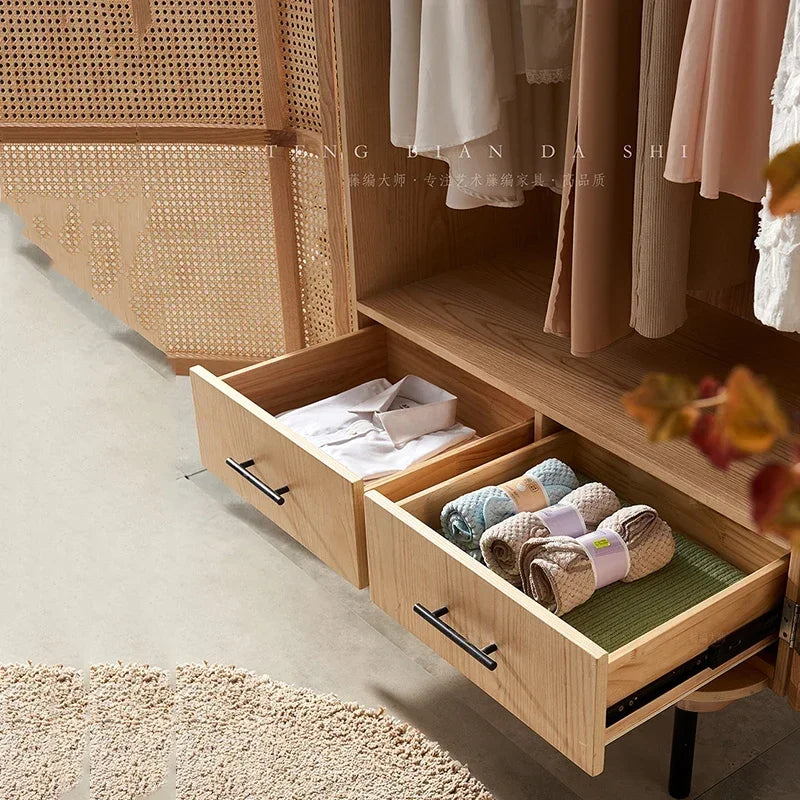 Nordic Modern Clothes Storage – Open Cabinets and Drawers for Living Room and Bedroom