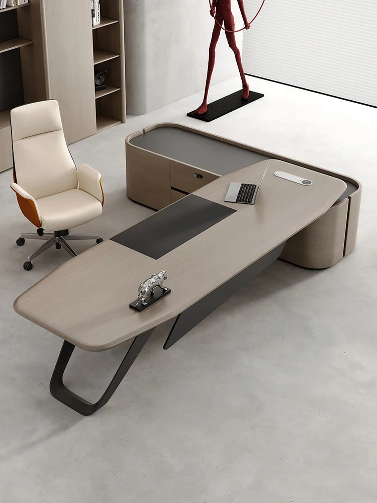 Solid Wood Boss Table Simple Modern High-end Large Desk Office President Table Single Leader Office Desk And Chair Combination