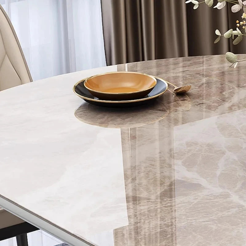 Beauty Art Dining Table – Simple Nordic Marble Oval Dining Table, Minimalist Mesas De Comedor for Kitchen & Home