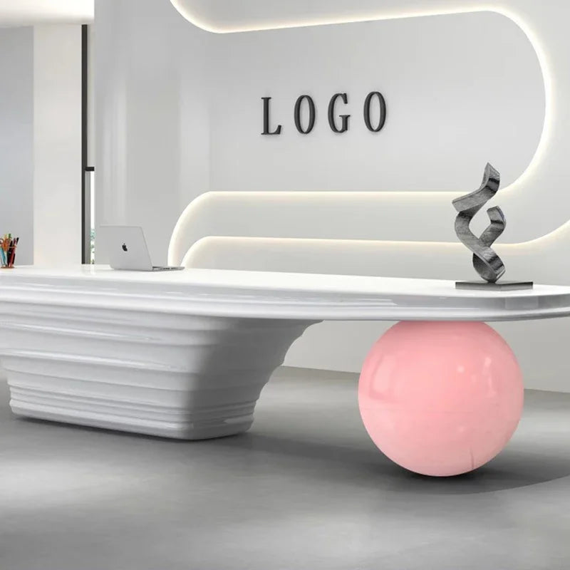 Professional Checkout Counter with Showcase—Luxury Reception Desk