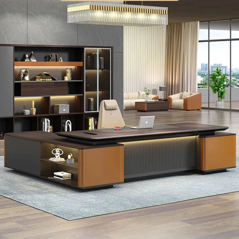 Modern Office Desk: Ergonomic Reception Table with Organizer and Extender