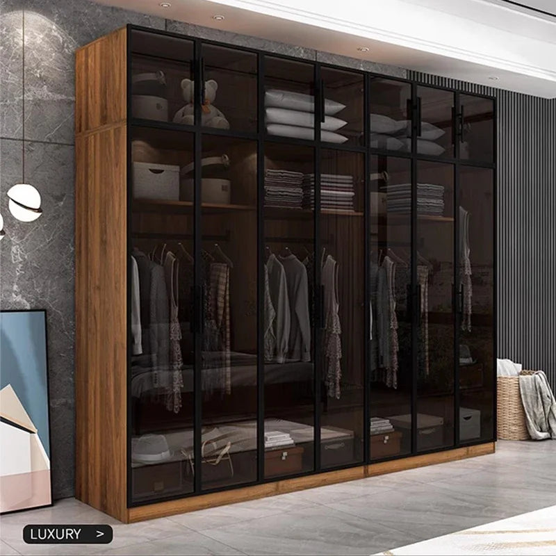Minimalist Bedroom Organizer – Nordic Wardrobe with Storage Cubes, Mirror Cabinets, and Modern Design