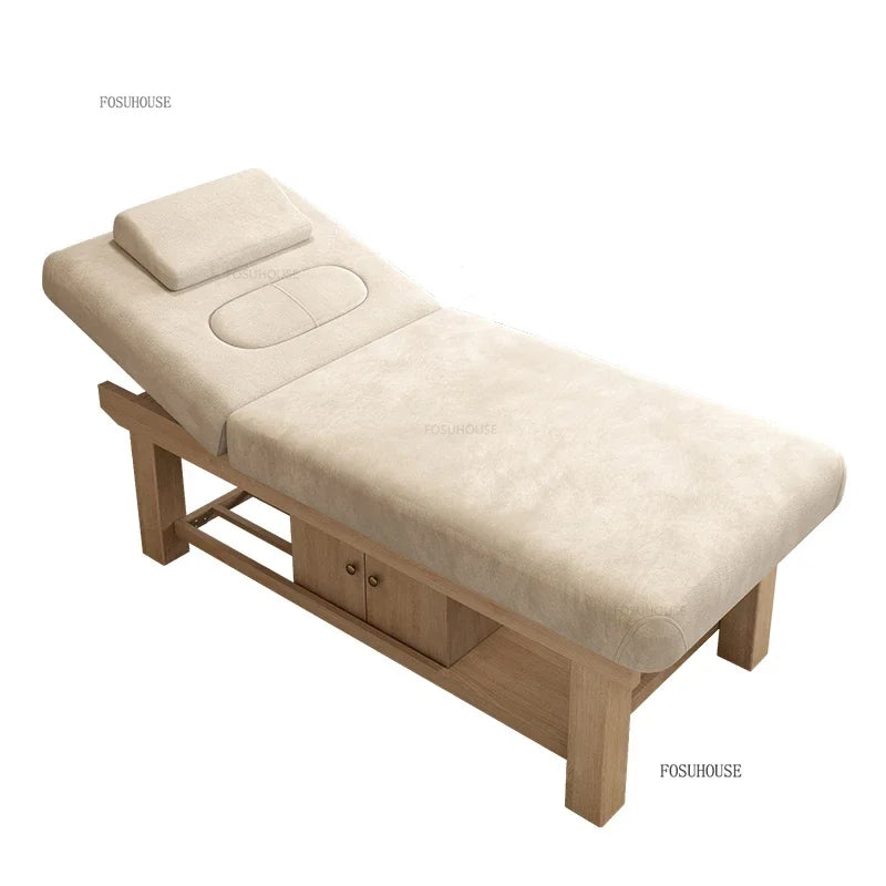 Beauty Salon Professional Massage Table – Luxury Solid Wood Massage Bed, European Salon Furniture, Home Spa & Tattoo Bed
