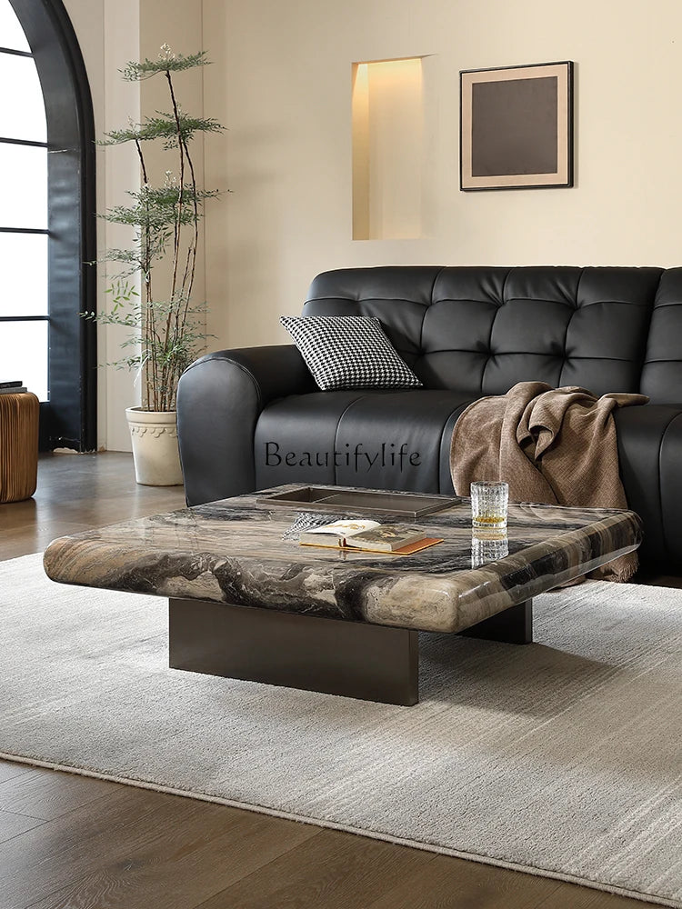Light luxury natural marble coffee table