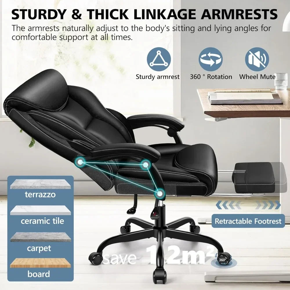 Ergonomic High Back Executive Office Chair with Footstool