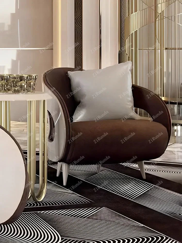 Modern simple Nordic solid wood single sofa chair living room light luxury leisure chair