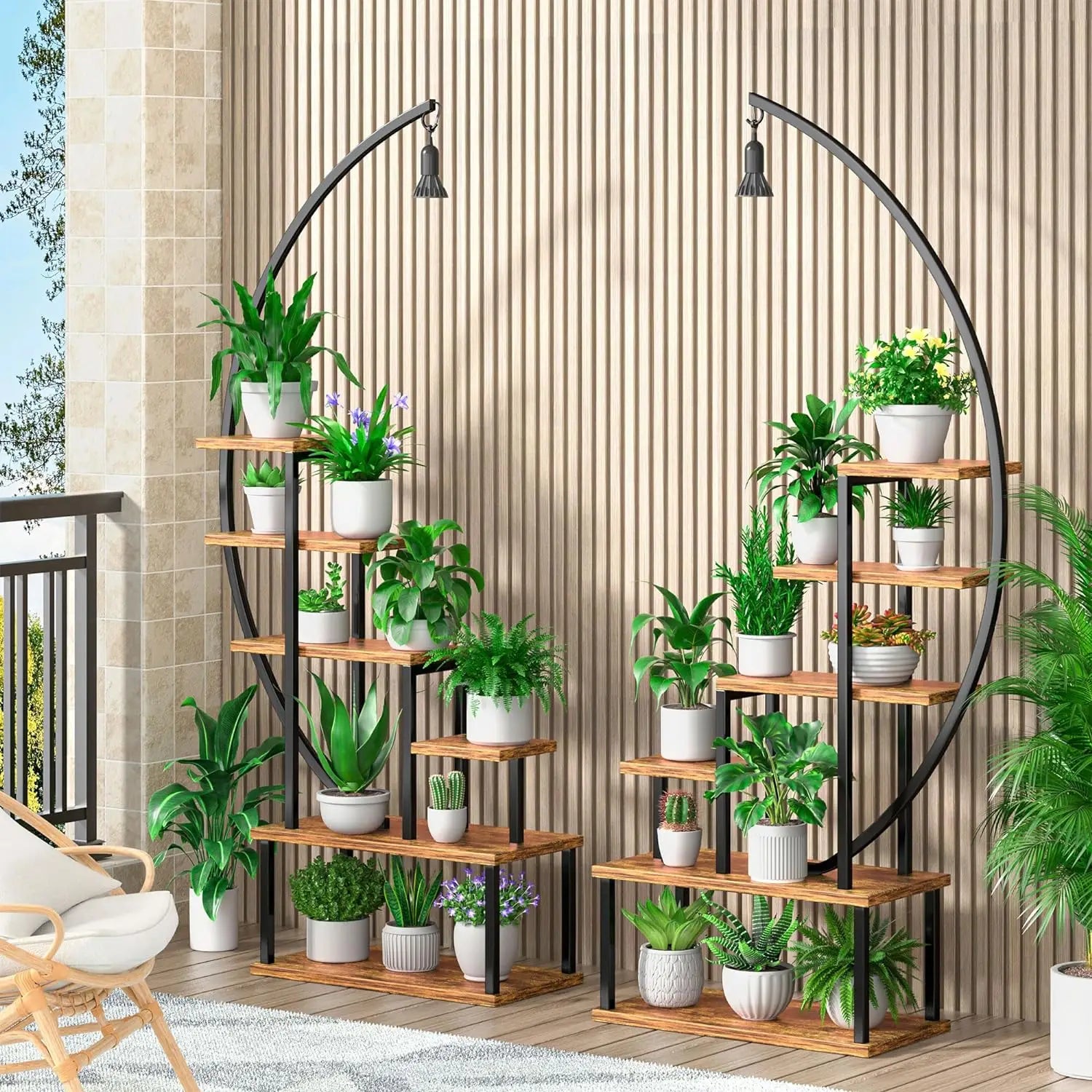 Metal Plant Stand with Grow Lights, 6 Tiered Tall Stand for Indoor Plants Multiple, Large Plant Shelf Display Holder